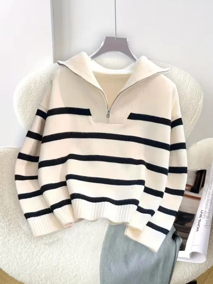 V-Neck Zipper Lapel